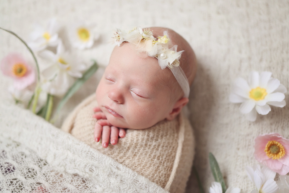 newborn wrapped in blanket during Columbus OH newborn photography session