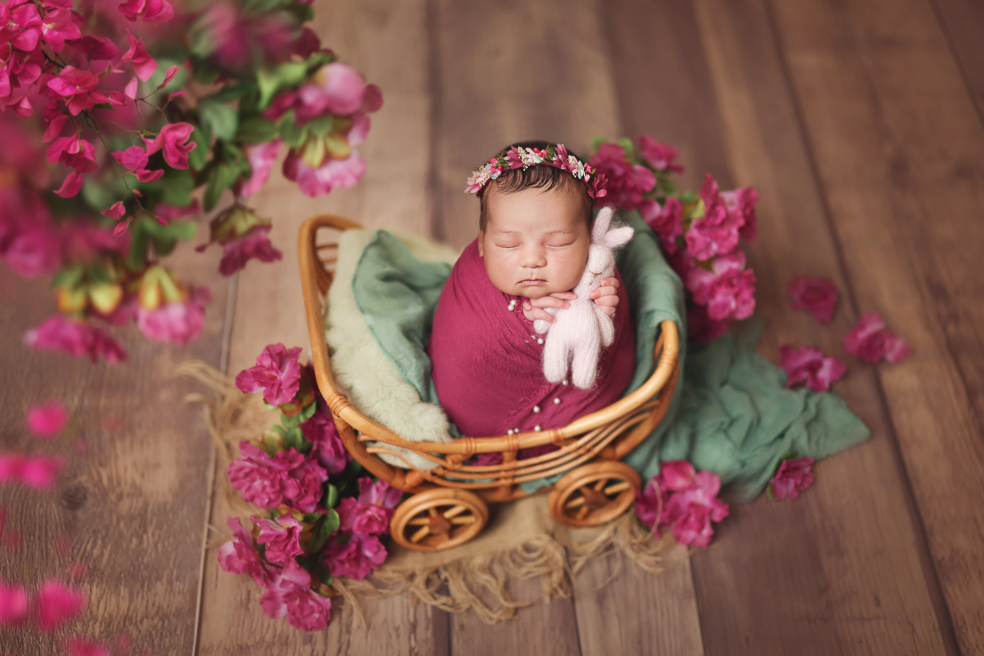 Sweet baby girl in floral setup – newborn photography Columbus OH